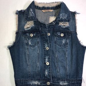 Highway Jeans Denim Distressed Sleeveless Vest Sm